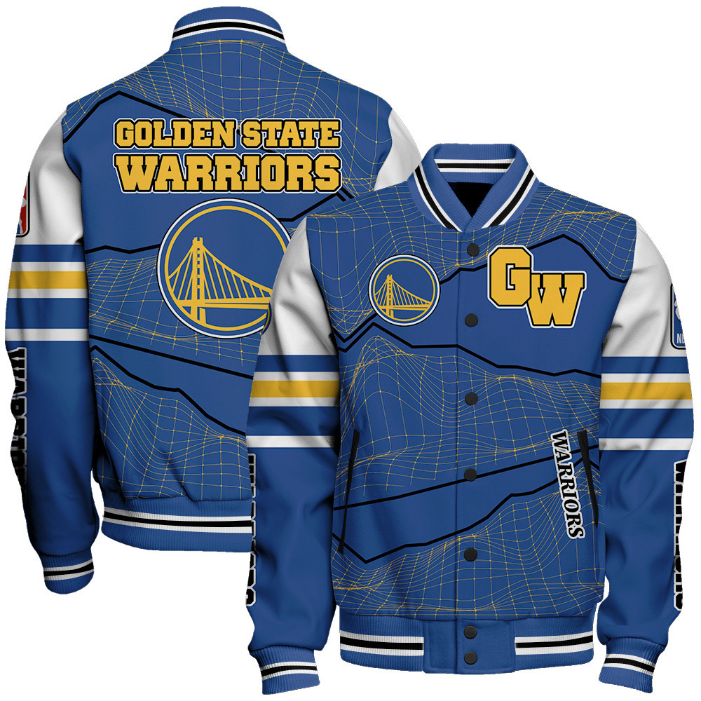 golden state warriors basketball unique textures baseball varsity jacket baseball jacket all over print sfat v11 0efzu