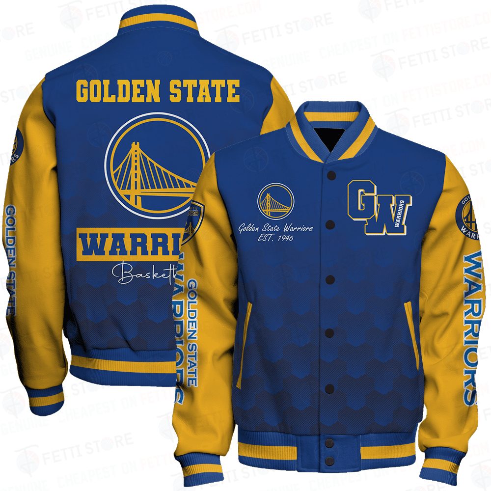 golden state warriors team logo basketball baseball varsity jacket baseball jacket all over print sfat v10 wud89