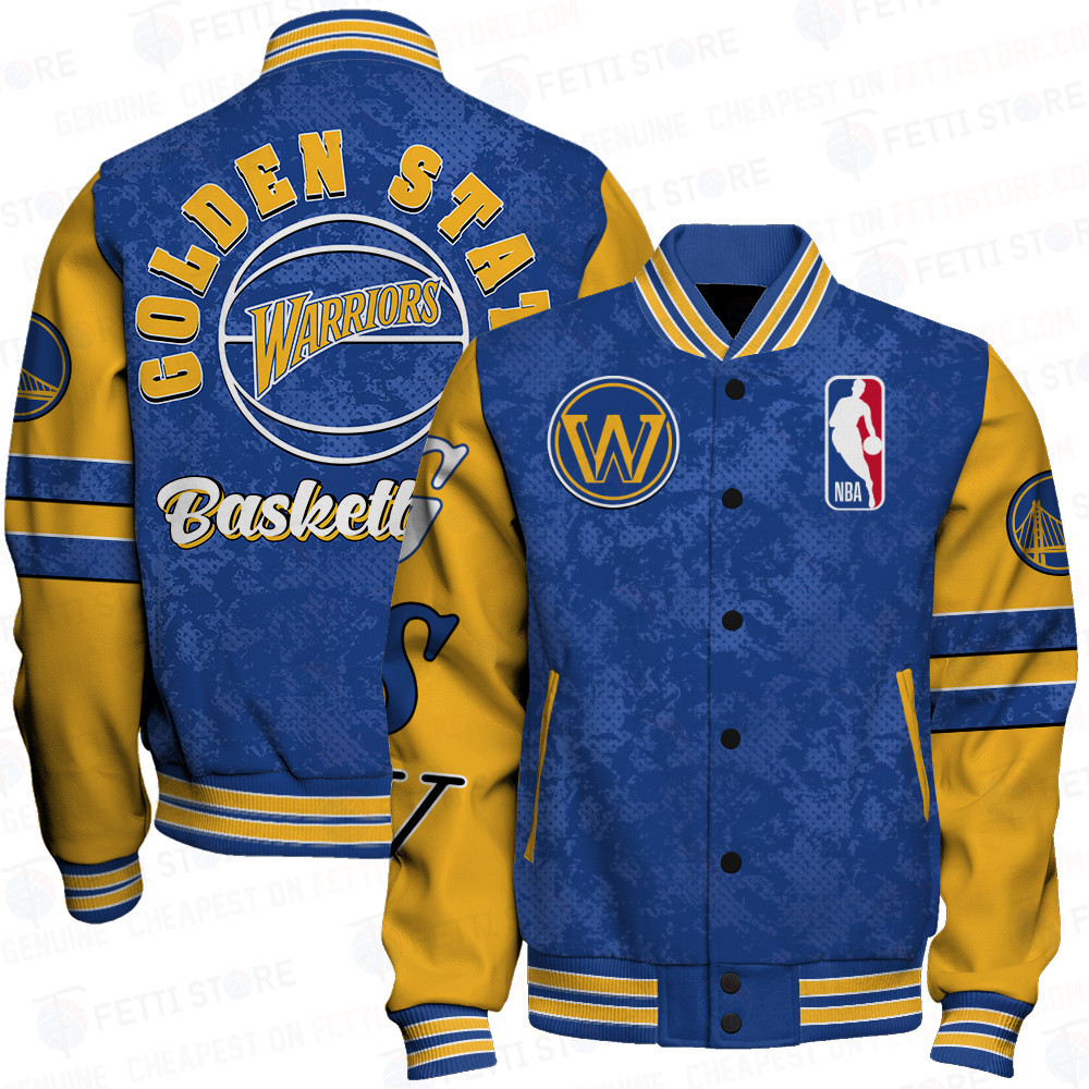 golden state warriors team logo sport pattern modern baseball varsity jacket baseball jacket all over print elifp