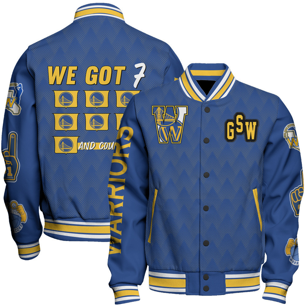 golden state warriors team logo sport pattern trophy baseball varsity jacket baseball jacket all over print g6zko