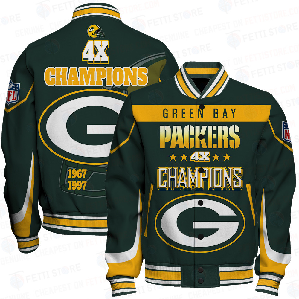 green bay packers 4x champions super bowl nfl baseball varsity jacket baseball jacket all over print stm v7 2pjcs