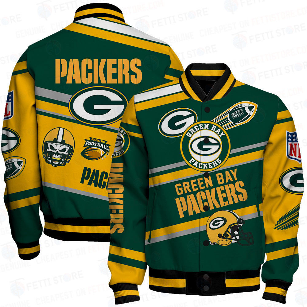 green bay packers american football league pattern baseball varsity jacket baseball jacket all over print riw4p