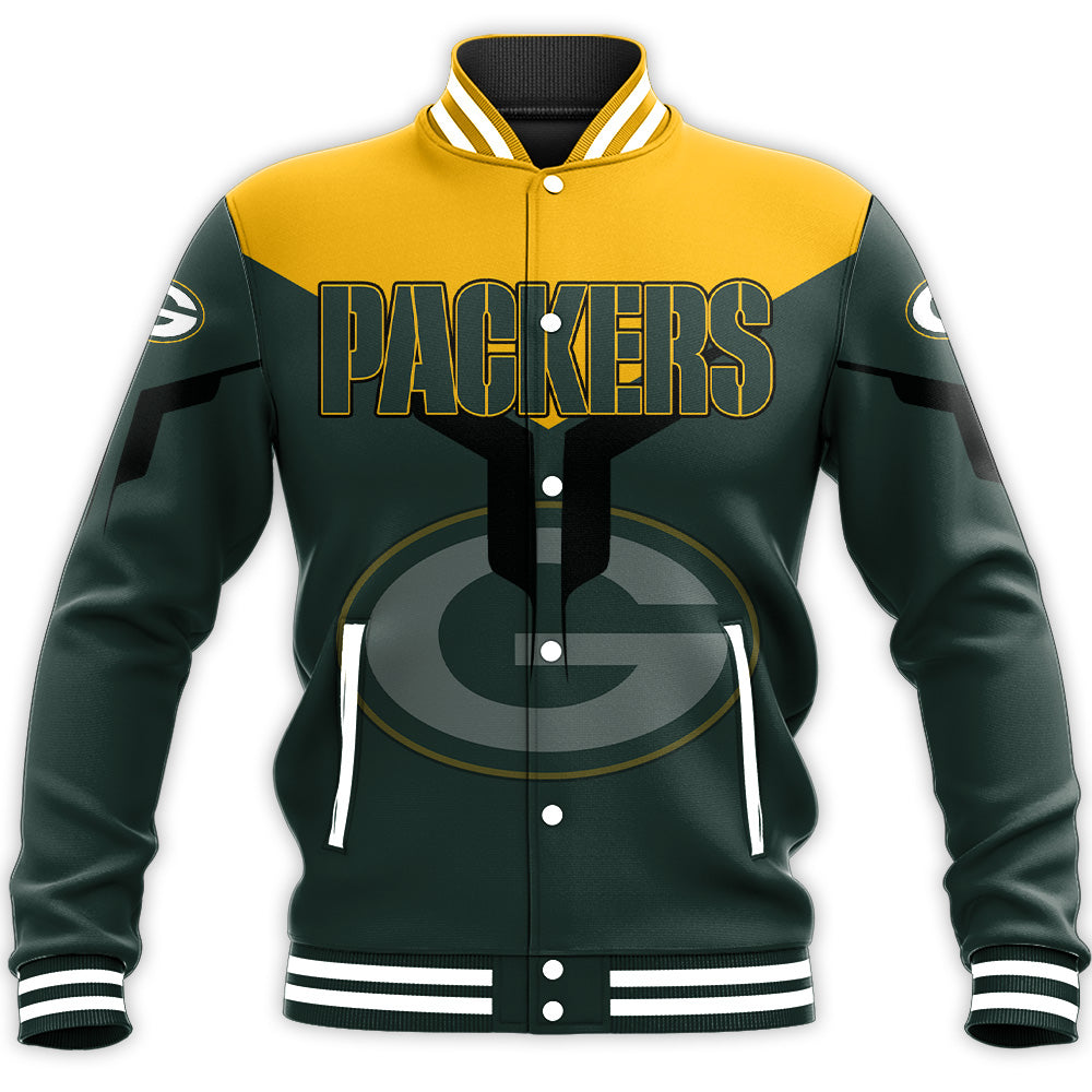 green bay packers baseball jacket button up zipper hooded all over print drinking style nfl qrhsu