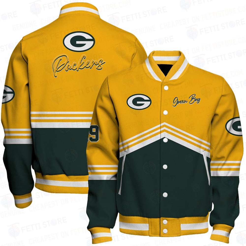 green bay packers baseball varsity jacket baseball jacket all over print wf t96mc