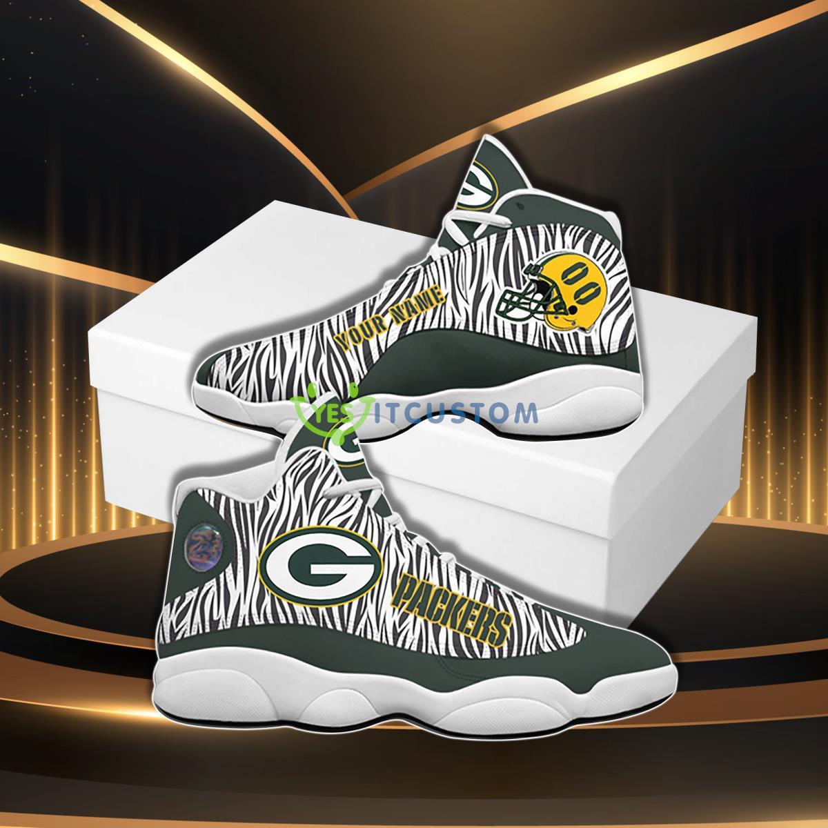 green bay packers football team custom namenumber air jordan 13 shoes