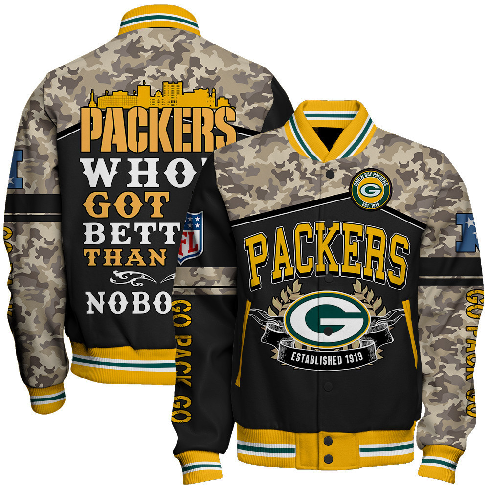 green bay packers go pack go nfl baseball varsity jacket baseball jacket all over print qpei2