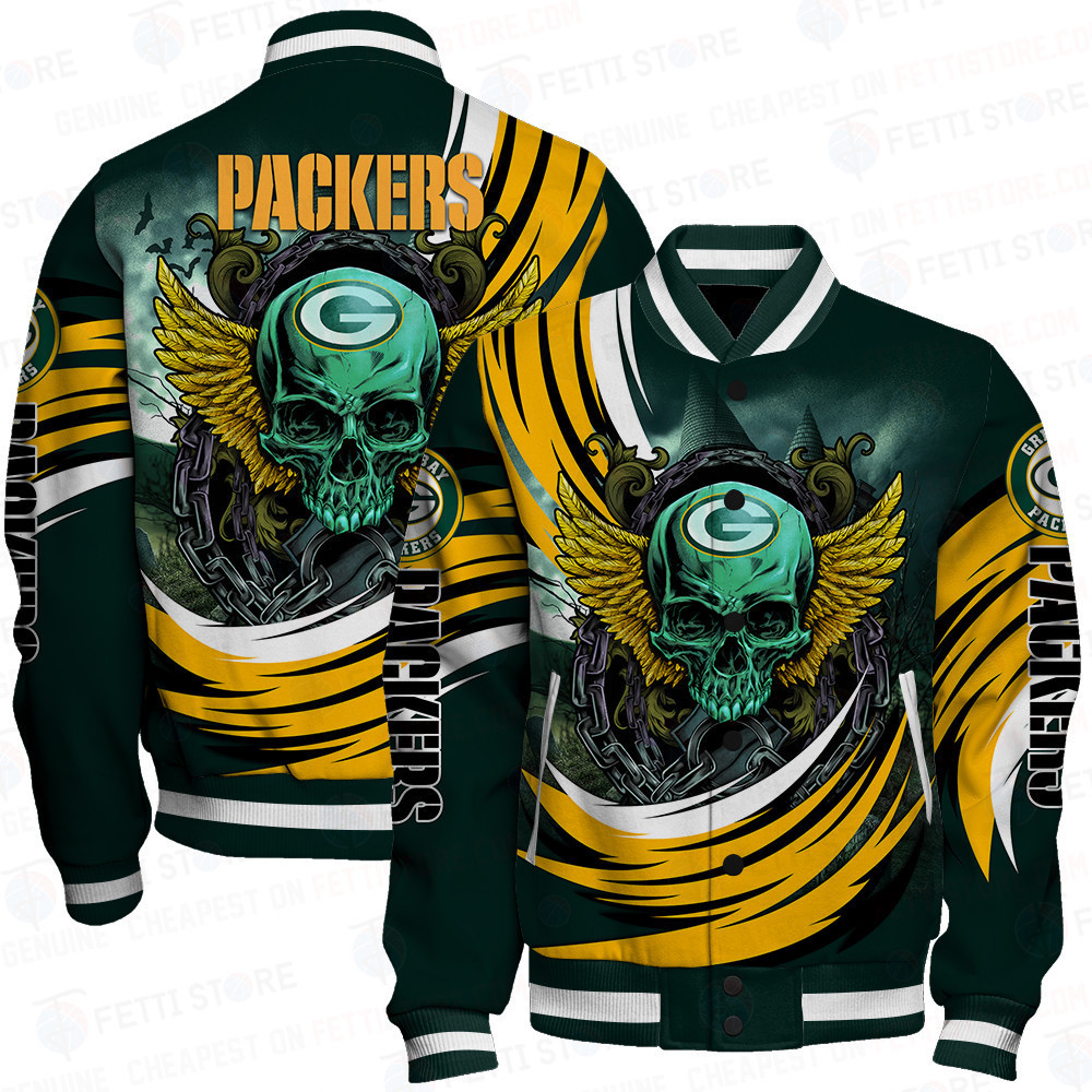 green bay packers halloween magic pattern baseball varsity jacket baseball jacket all over print ih6th