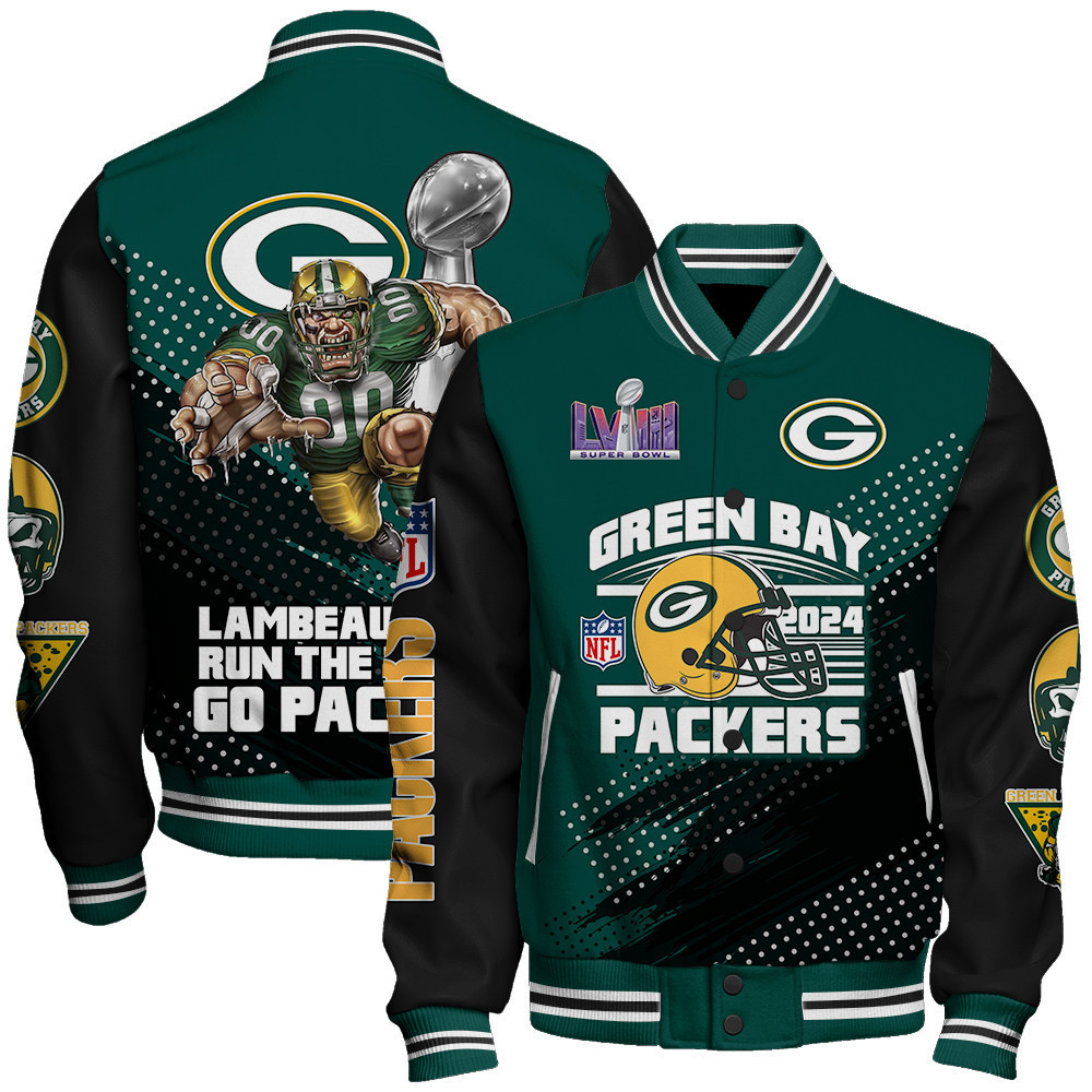 green bay packers nfl baseball varsity jacket baseball jacket all over print stm v3 n3wsr