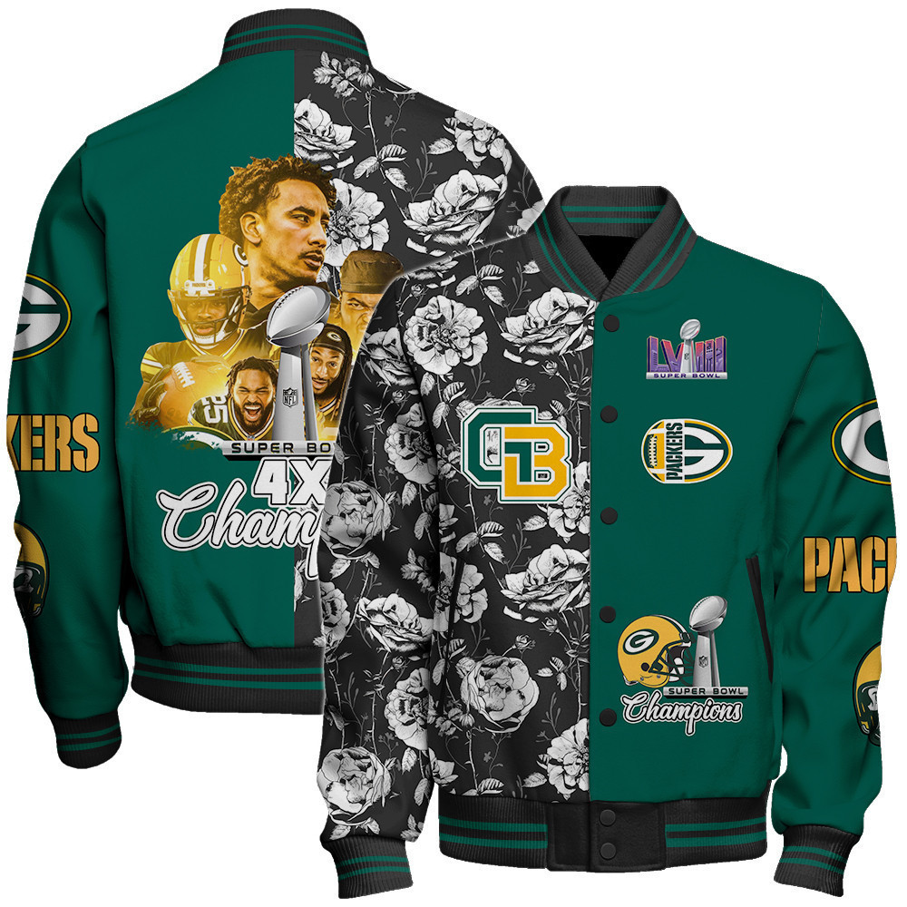 green bay packers nfl baseball varsity jacket baseball jacket all over print stm v6 h7y6m