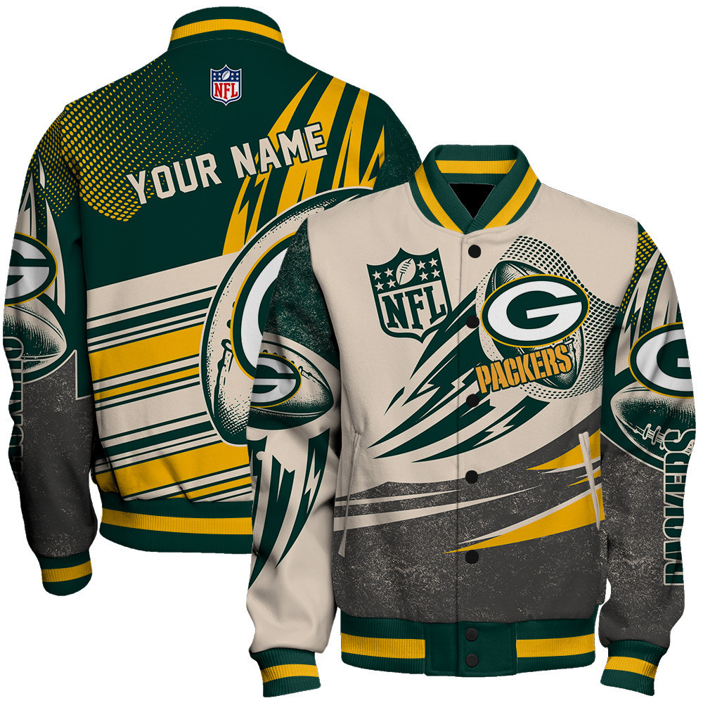 green bay packers nfl customized baseball varsity jacket baseball jacket all over print v10 y0dvu