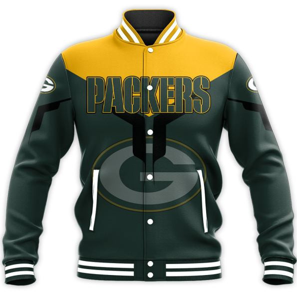 green bay packers nfl football yellow and green 3d print baseball varsity jacket baseball jacket all over print lbrws