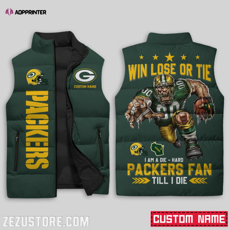 green bay packers nfl sleeveless puffer jacket custom for fans gifts 2