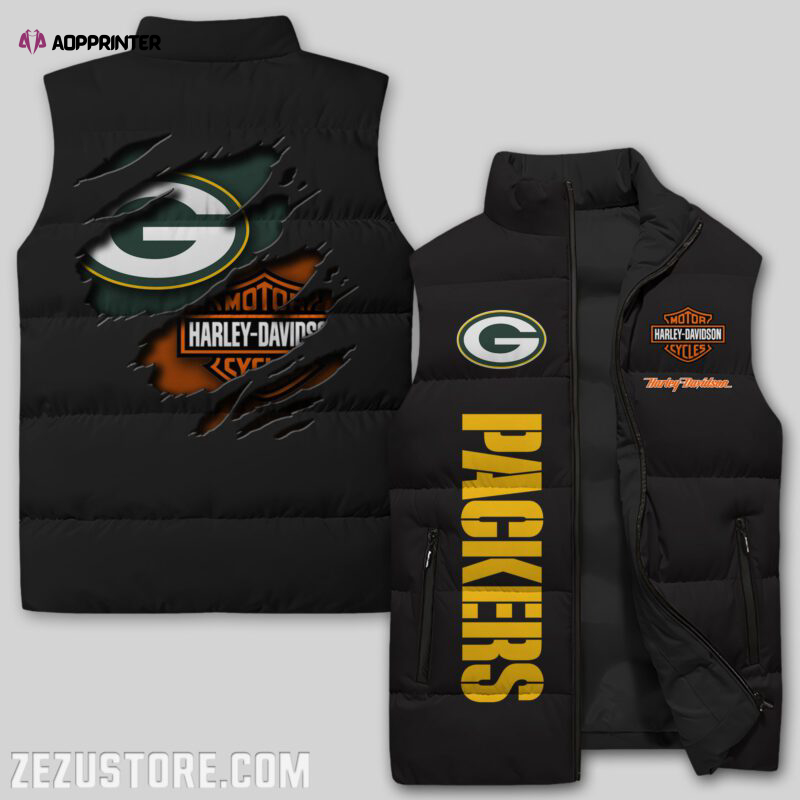 green bay packers nfl sleeveless puffer jacket custom for fans spj1034