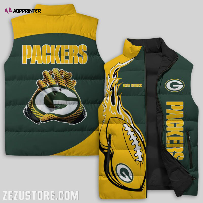 green bay packers nfl sleeveless puffer jacket custom for fans spj1629