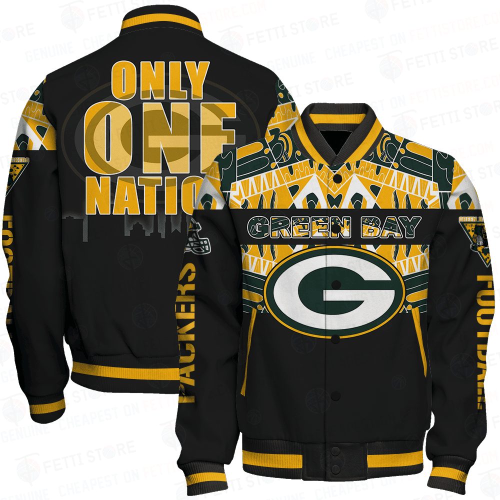 green bay packers only one nation print baseball varsity jacket baseball jacket all over print 2r8tn