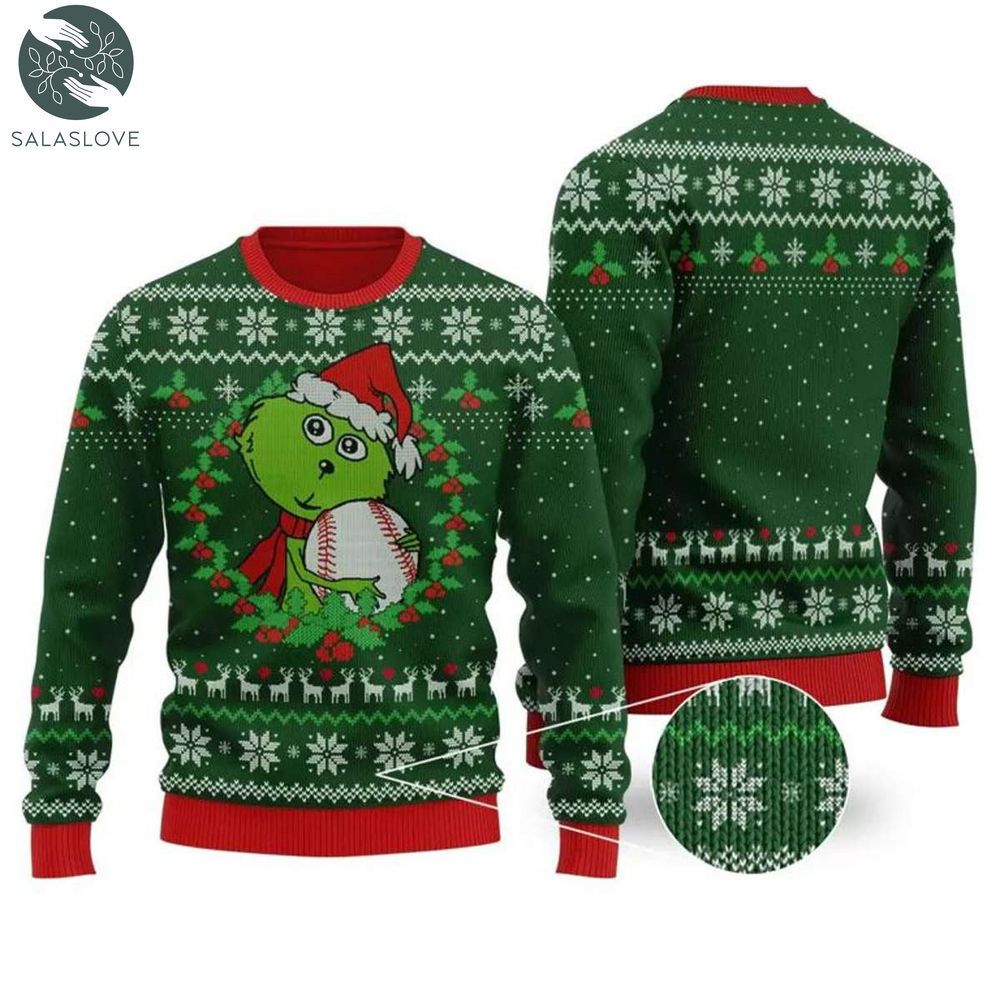 grinch hug baseball grinch ugly christmas sweater 1 w6vdjc