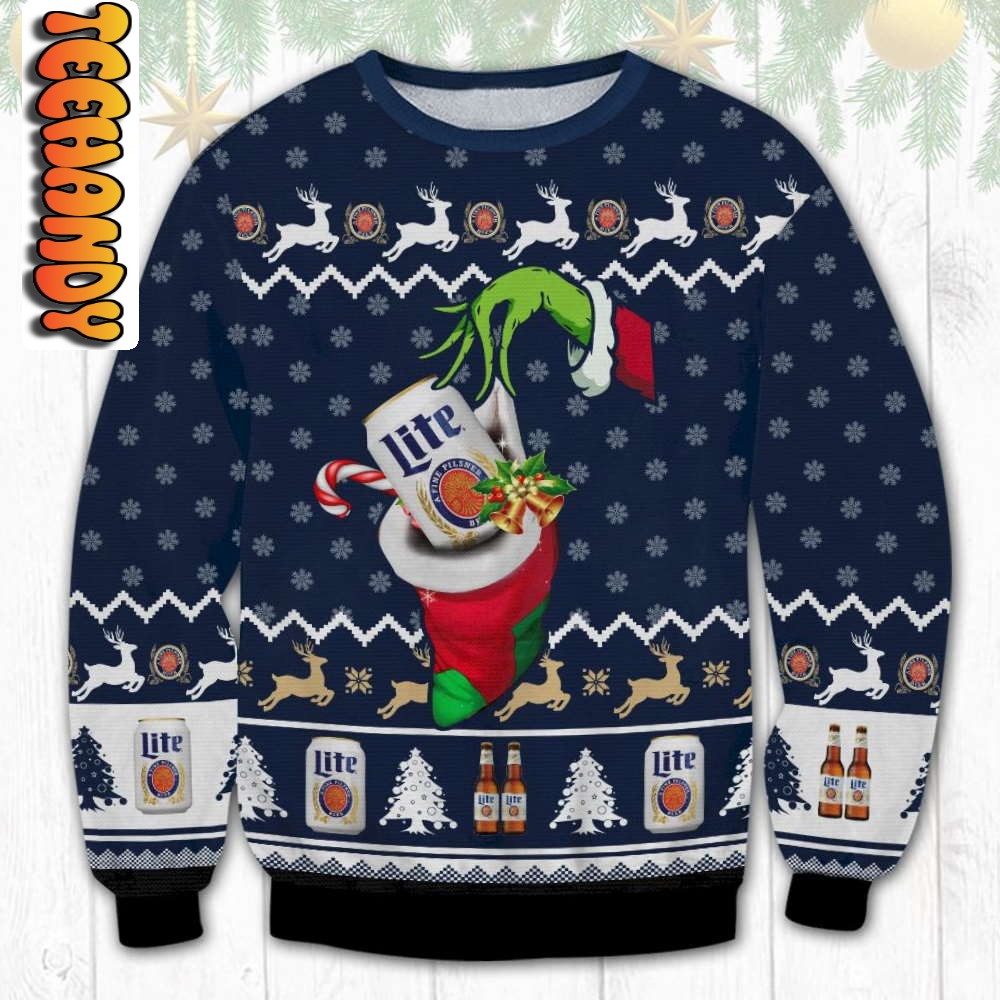 grinch steal lite beer christmas ugly sweater46275