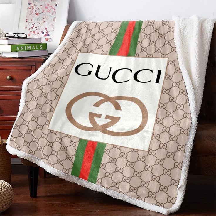 gucci beige luxury brand premium blanket fleece home decor