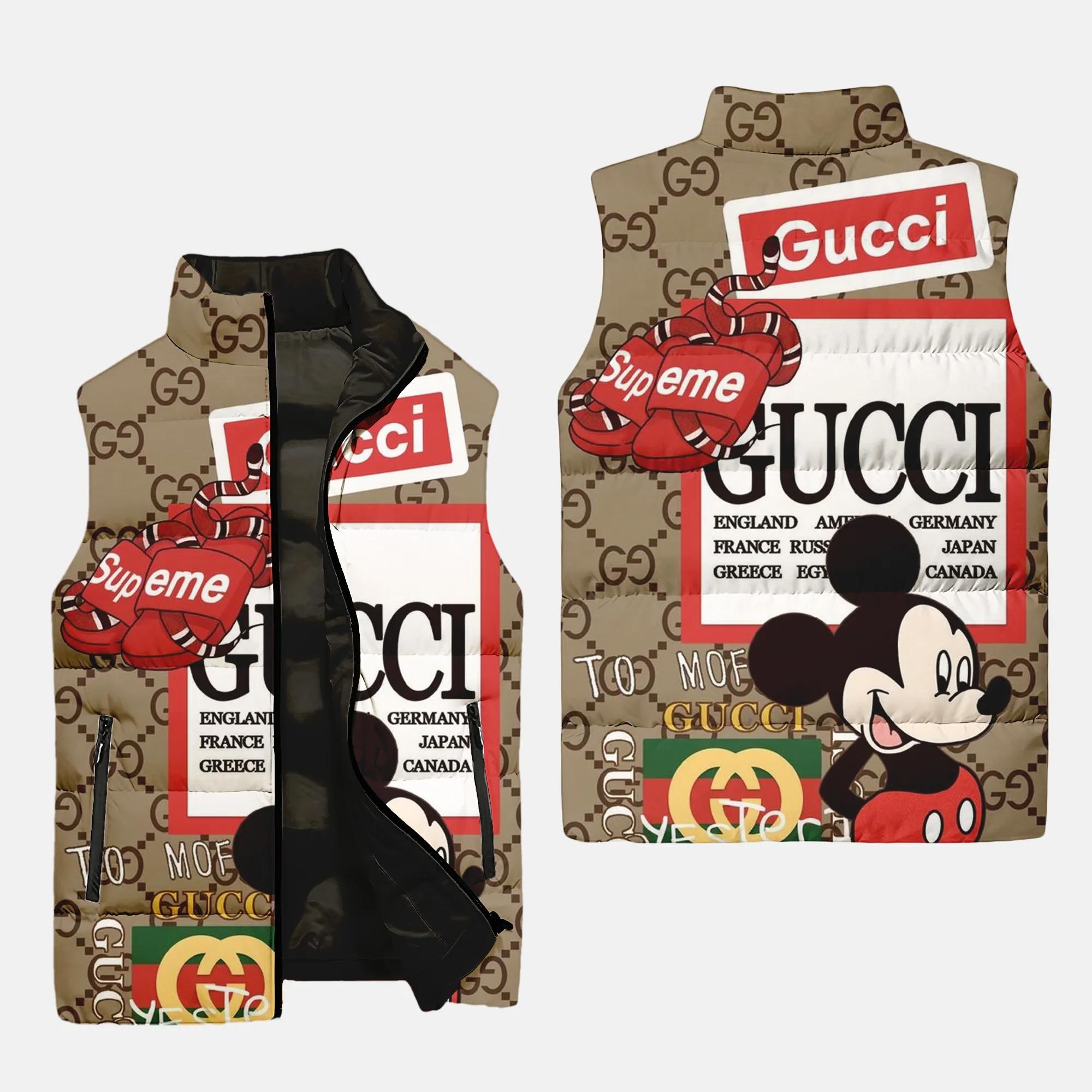 gucci supreme mickey luxury brand 3d sleeveless puffer jacket 20240110053344501