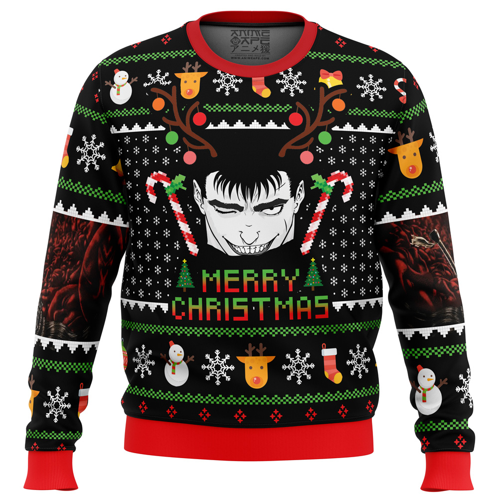 guts santa claus berzerk ugly christmas sweater 9bx0e