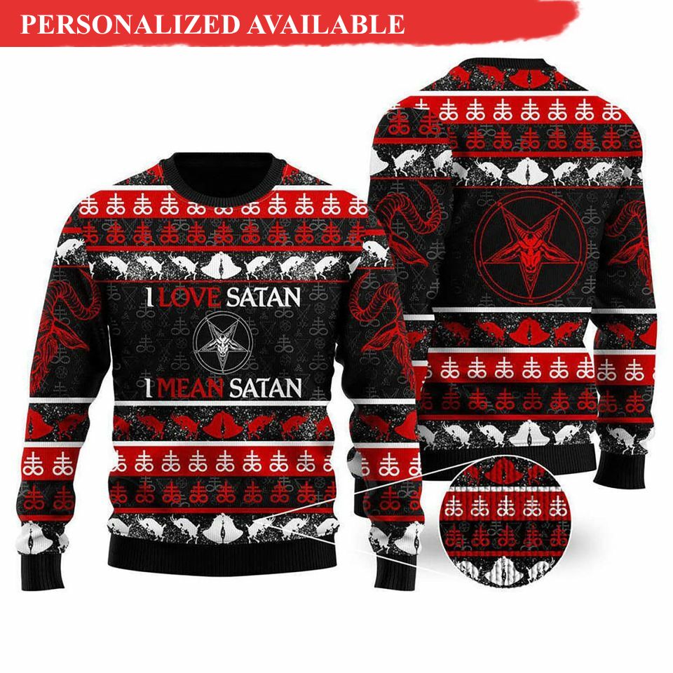 hail satanic horror christmas ugly sweater 4826