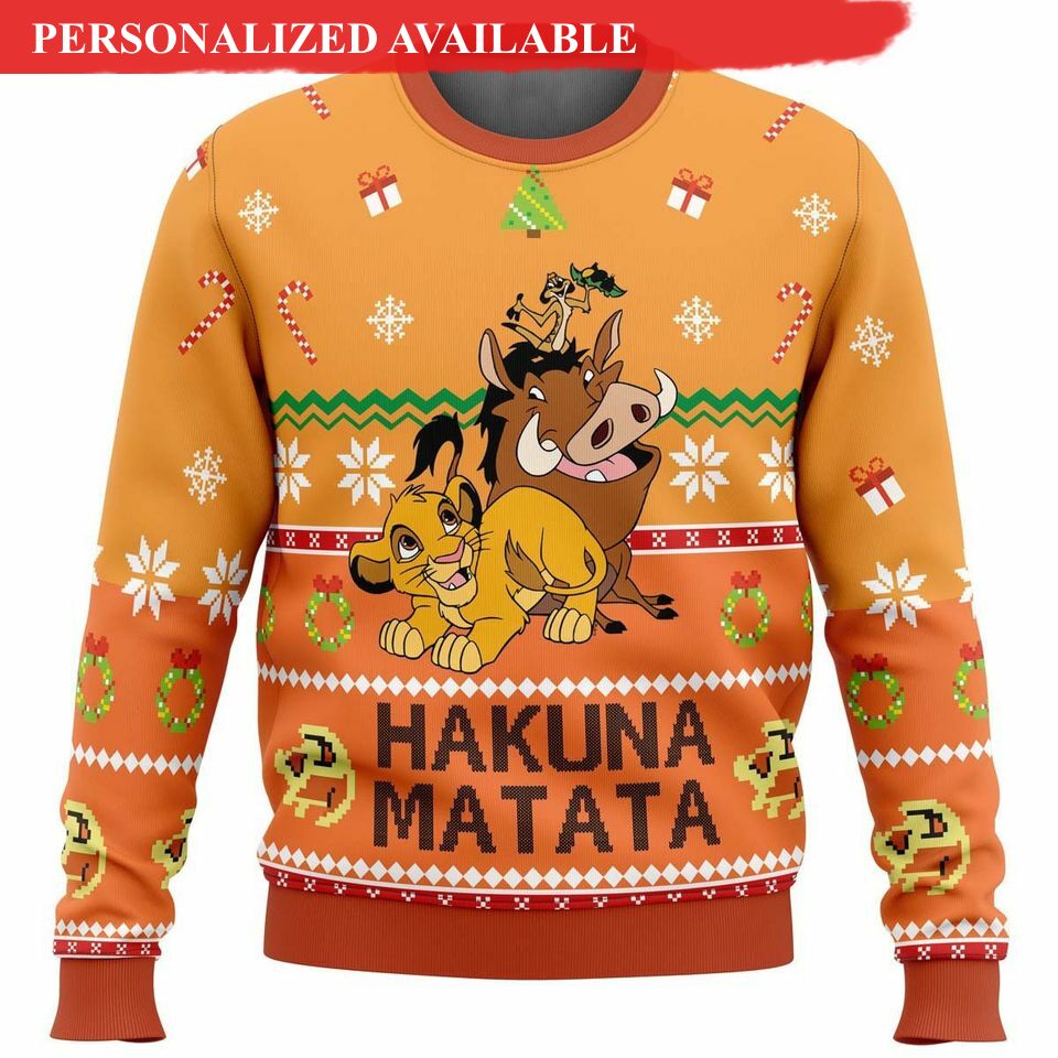 hakuna matata disney ugly christmas 3d sweater 7528