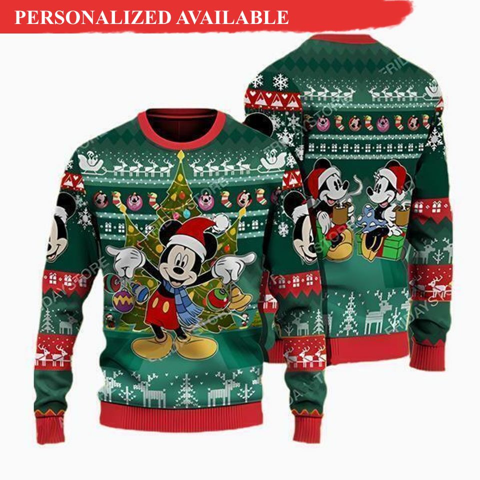 happy mouse with christmas tree mickey lovers 3d sweater 8316