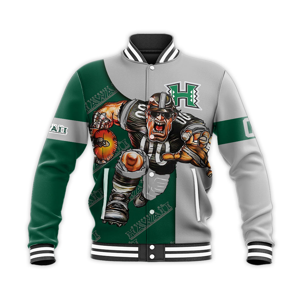 hawaii rainbow warriors baseball jacket button up zipper hooded all over print football go on gift for fans ncaa nt0fo