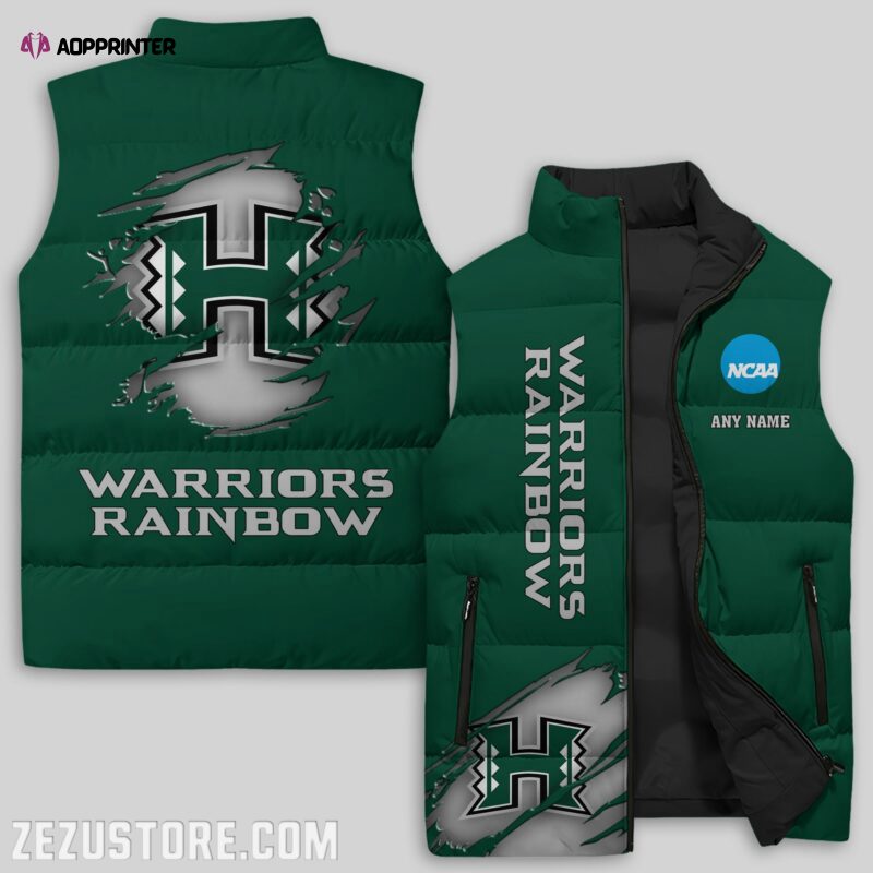 hawaii rainbow warriors ncaa sleeveless puffer jacket custom for fans gifts