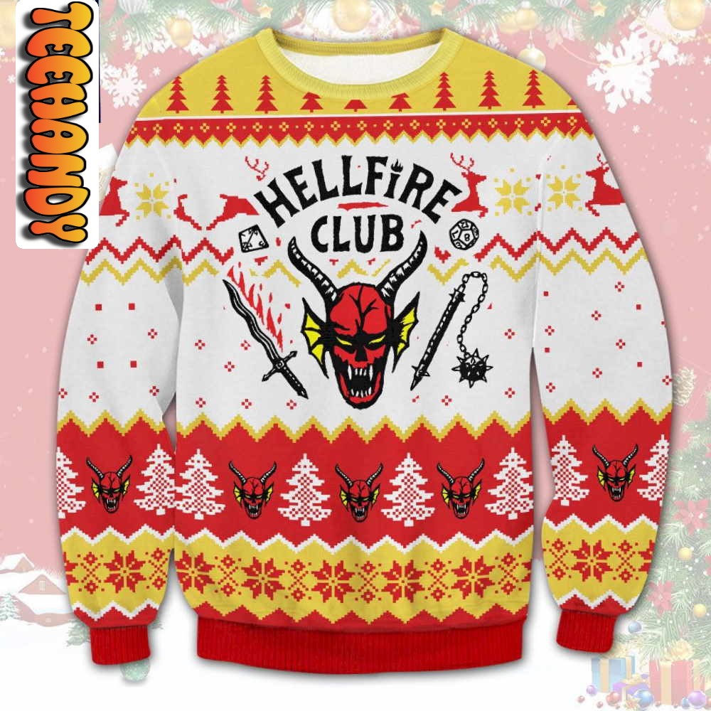 hellfire club in stranger things ugly christmas sweater61344