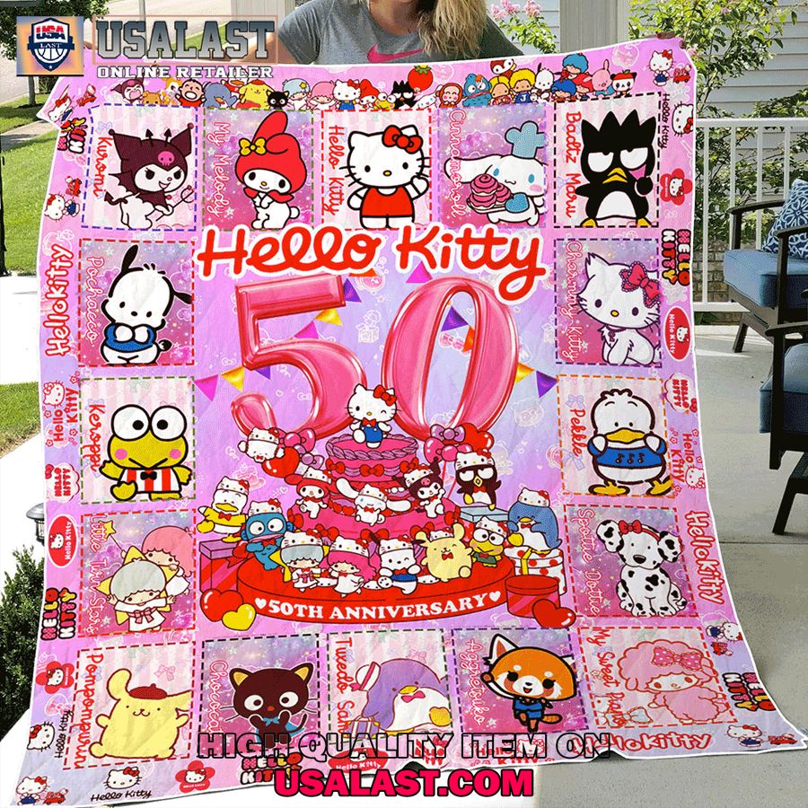 hello kitty 50th anniversary 1974 2024 special quilt blanket 1 acsA4