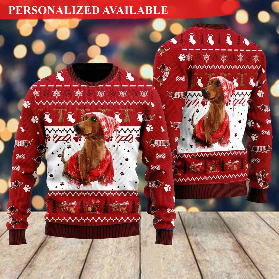 holiday dachshund ugly christmas sweater 6451