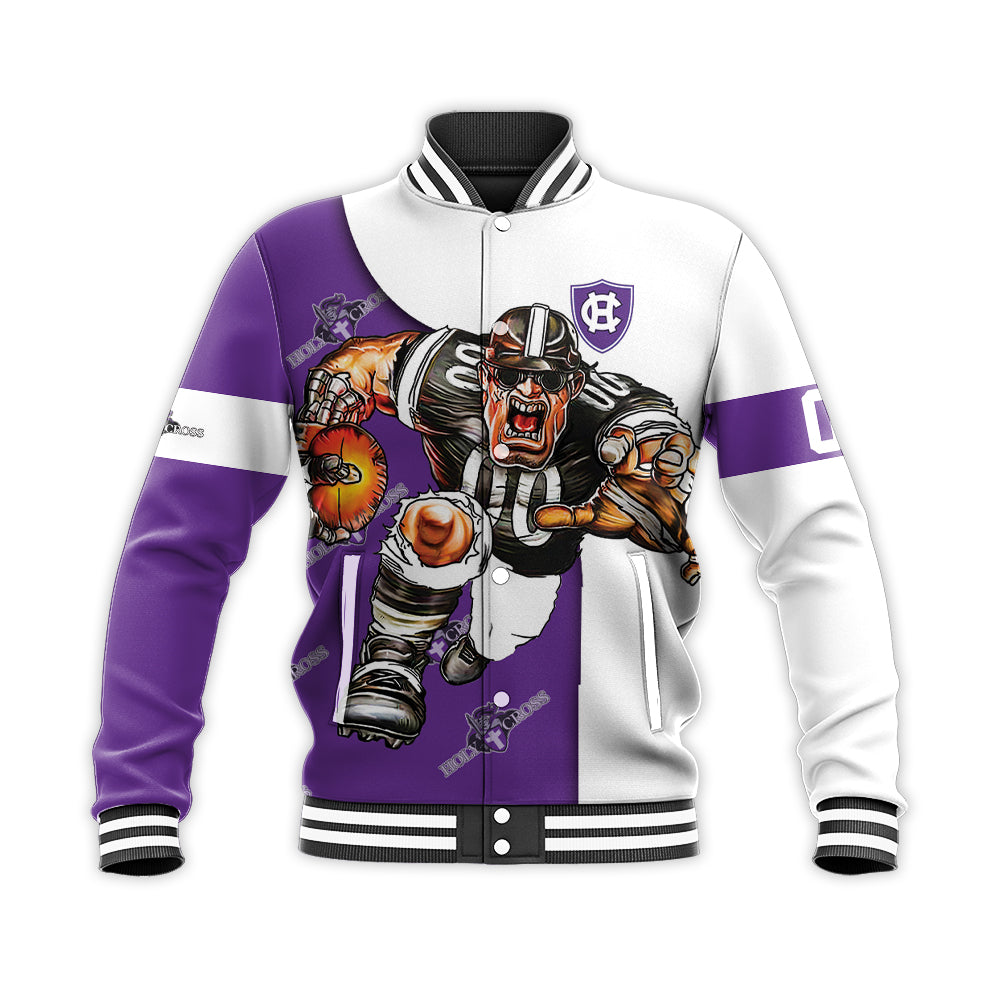 holy cross crusaders baseball jacket button up zipper hooded all over print football go on gift for fans ncaa nh6p3