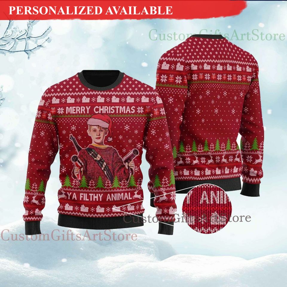 home alone ya filthy animal ugly christmas ugly sweater 7508