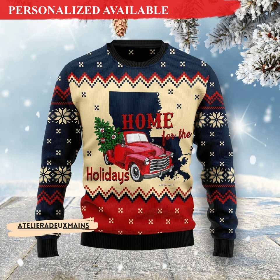 home for the holidays louisiana ugly christmas sweater 8060