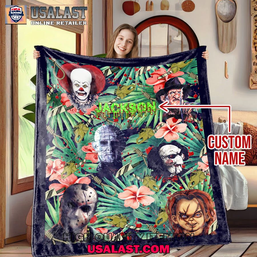 horror movie characters custom name halloween quilt and blanket 1 O6co3