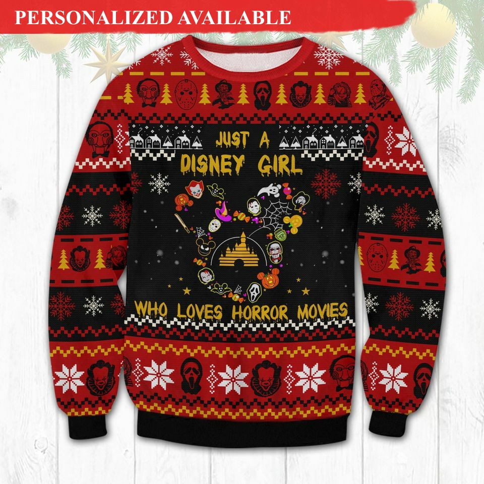 horror disney girl ugly christmas sweater 1748