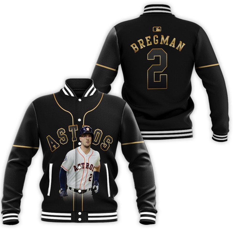 houston astros alex bregman 2 mlb golden edition black all over print designed gift for astros fans baseball jacket button up zipper hooded all over print mlb fqjld