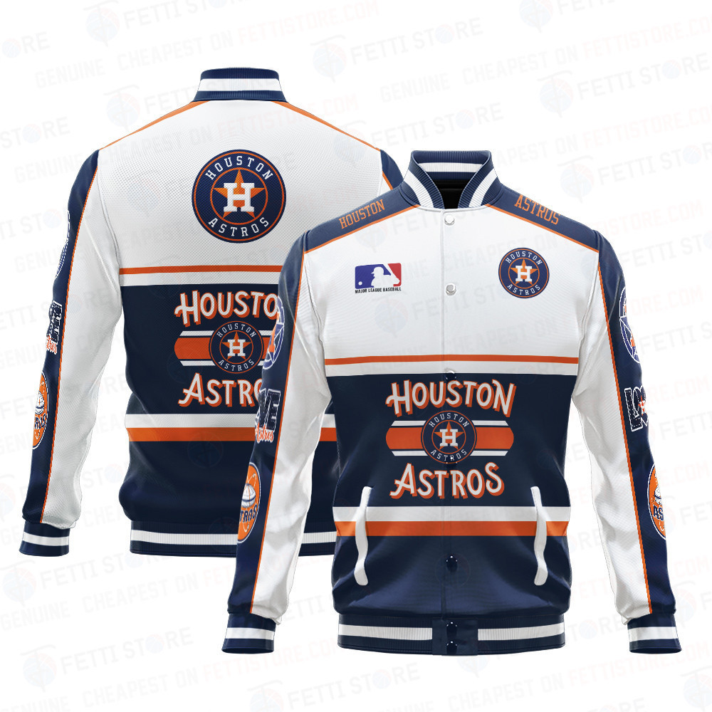 houston astros baseball white and dark blue pattern baseball varsity jacket baseball jacket all over print hizs7