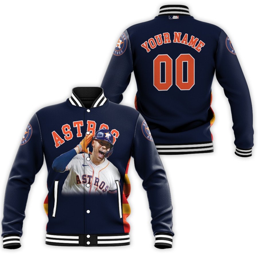 houston astros carlos correa 1 mlb great player 2019 navy 3d personalized gift with personalized for astros fans baseball jacket button up zipper hooded all over print mlb 2qrps