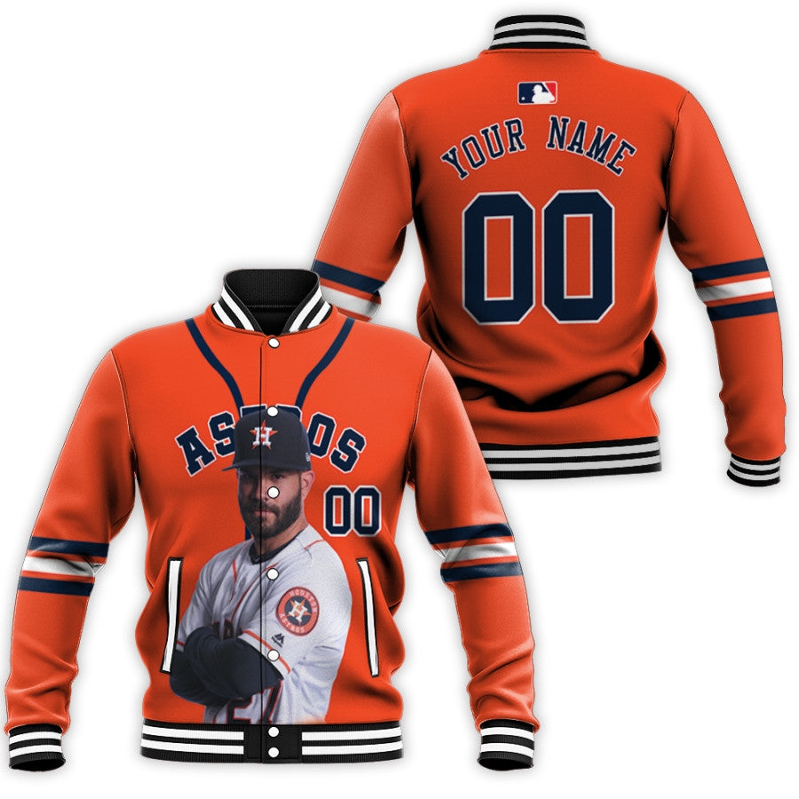 houston astros jose altuve 27 mlb great player orange 3d personalized gift with personalized for astros fans baseball jacket button up zipper hooded all over print mlb ej3ug