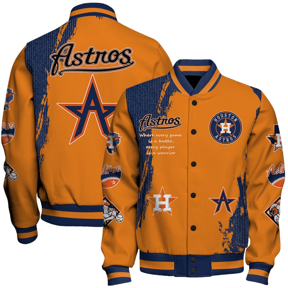 houston astros mlb baseball every game is a battle 3d unisex baseball varsity jacket baseball jacket all over print 6njo5