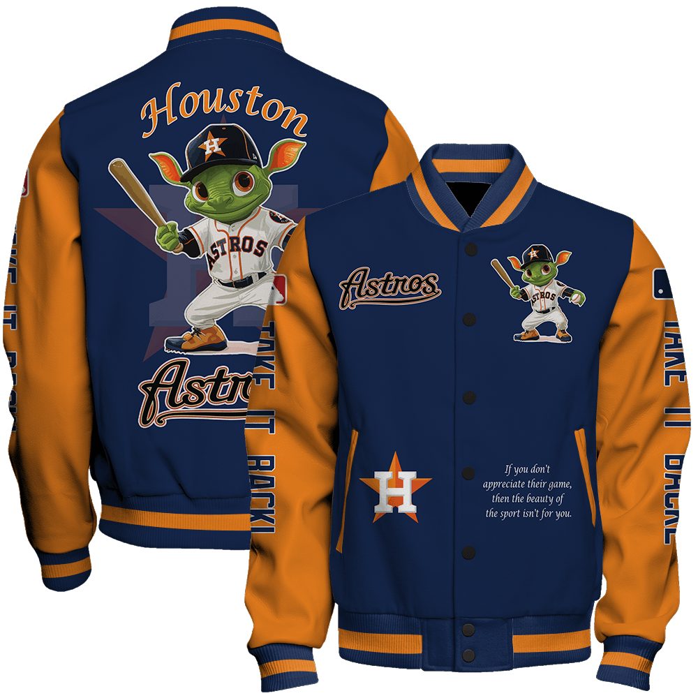 houston astros mlb baseball orbit mascot take it back special design 3d unisex baseball varsity jacket baseball jacket all over print ni9sr