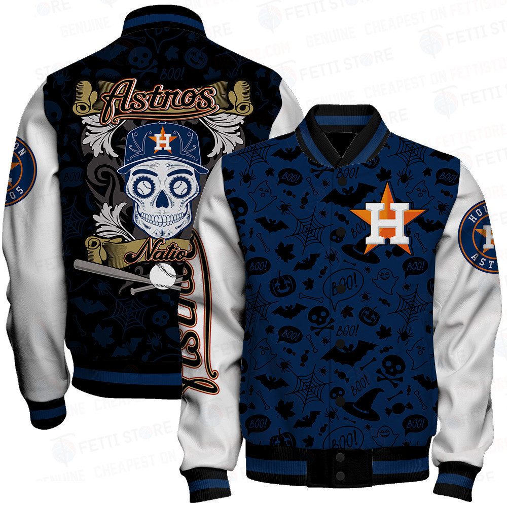 houston astros mlb halloween pattern baseball varsity jacket baseball jacket all over print k2bpu