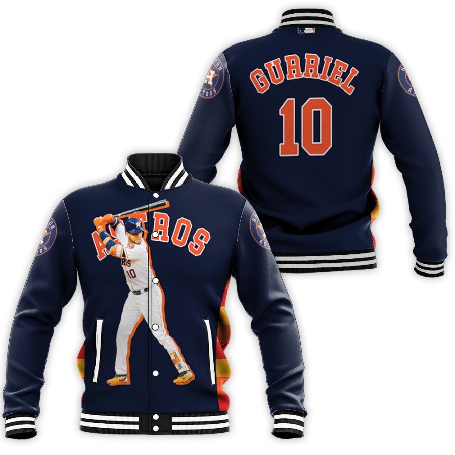 houston astros yuli gurriel 10 dark blue jersey style all over print designed gift for astros fans baseball jacket button up zipper hooded all over print mlb sqzqh