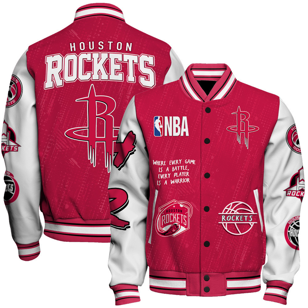 houston rockets team logo nba 2024 baseball varsity jacket baseball jacket all over print sfat v13 fdxt7