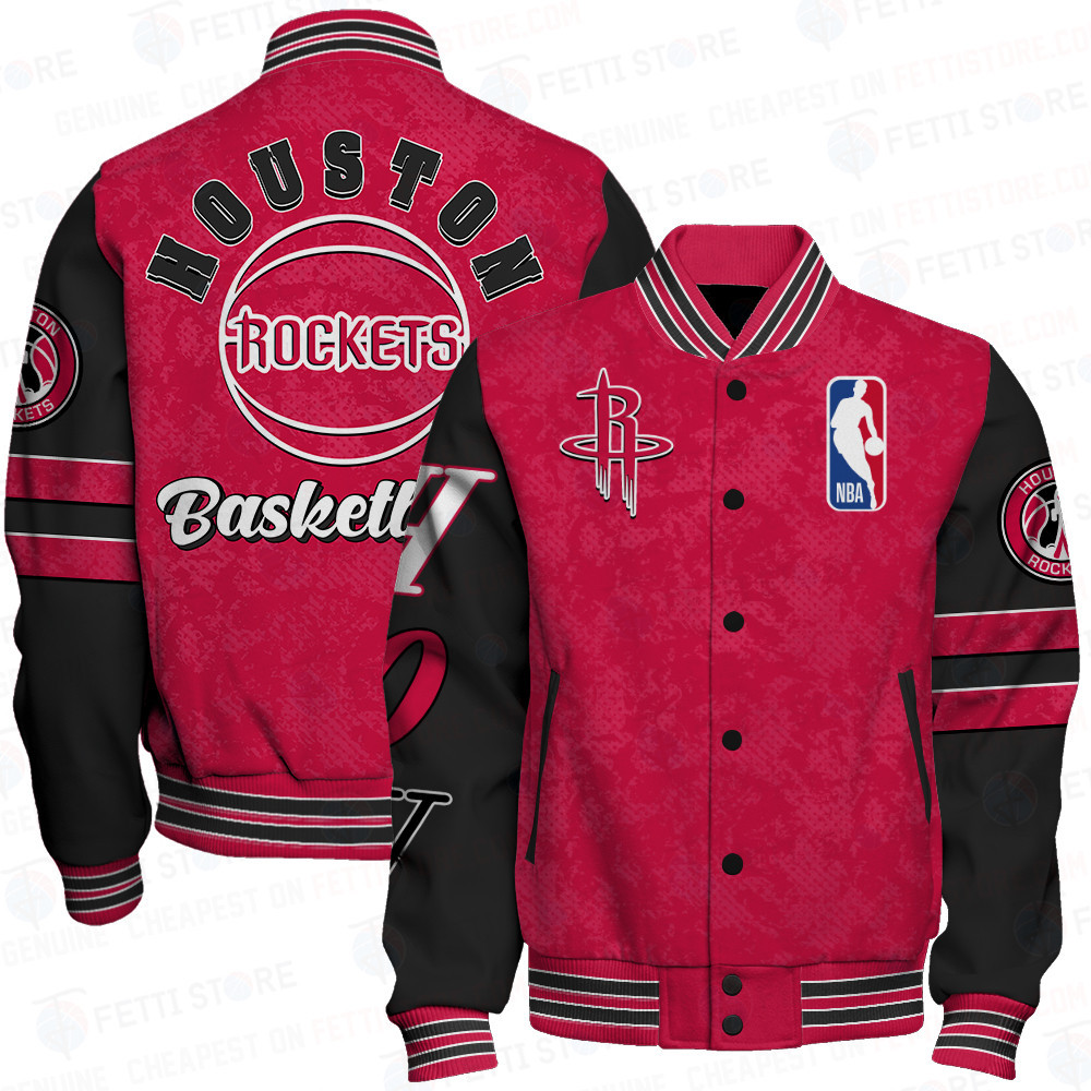 houston rockets team logo sport pattern modern baseball varsity jacket baseball jacket all over print wdu8k