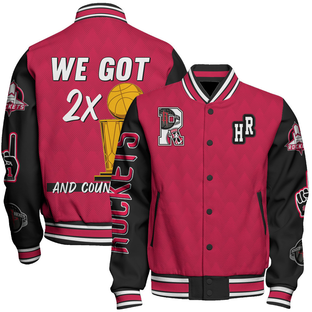 houston rockets team logo sport pattern trophy baseball varsity jacket baseball jacket all over print igexf