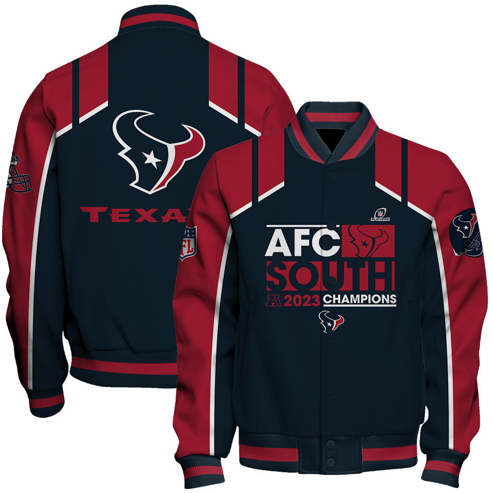 houston texans afc south 2023 champions nfl baseball varsity jacket baseball jacket all over print vhsp7