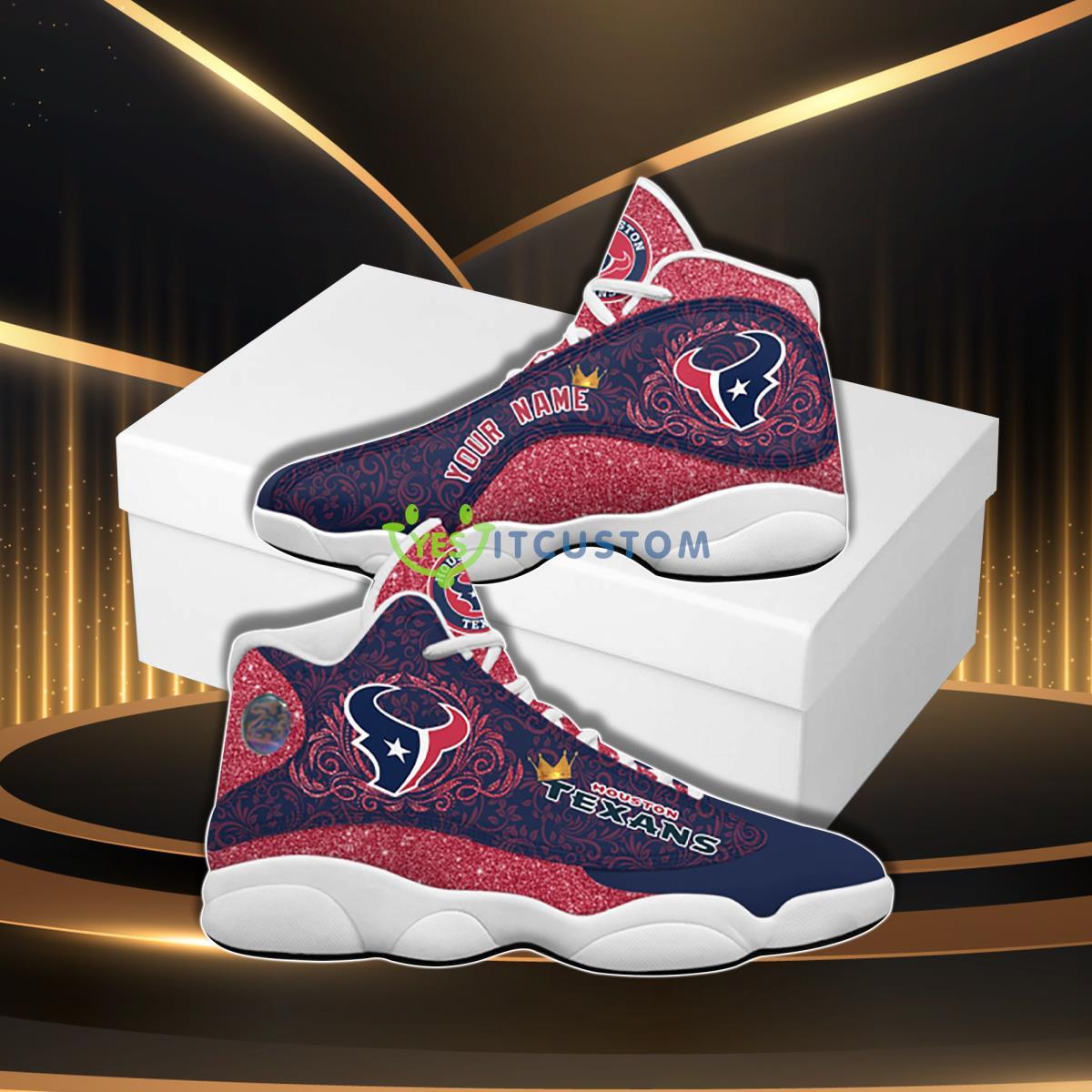 houston texans football team custom name air jordan 13 sneaker hot design for fans